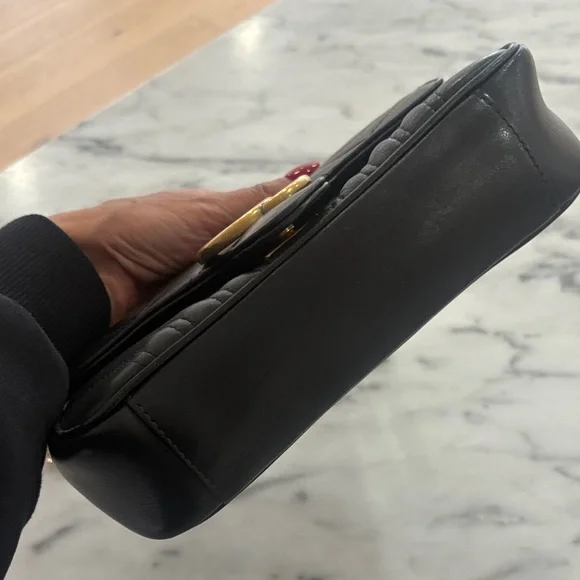 Black Quilted Leather Bag with Gold Chain - Picture 4 of 4